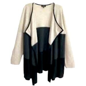 Charter Club Cashmere Color-block Open Ribbed Cardigan Size M Fall Cozy Office